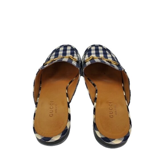 Gucci Princetown Horsebit Gingham Plaid Mules Loafers Flats - Picture 3 of 7